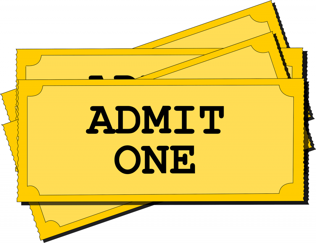 Cartoon image of a stack of admission tickets